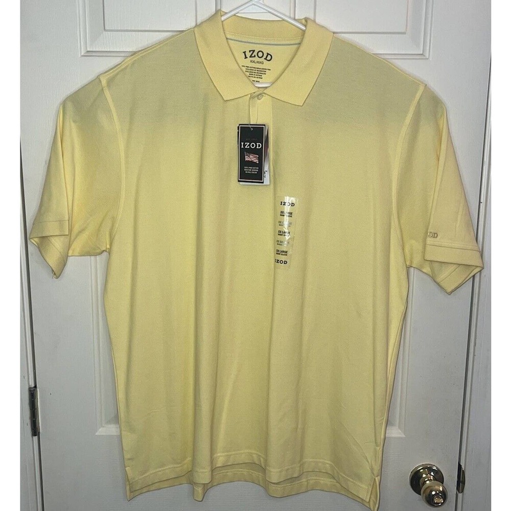 Izod Yellow Polo Shirt Men’s XXL 100% Pima Cotton Short Sleeve Golf Casual NWT